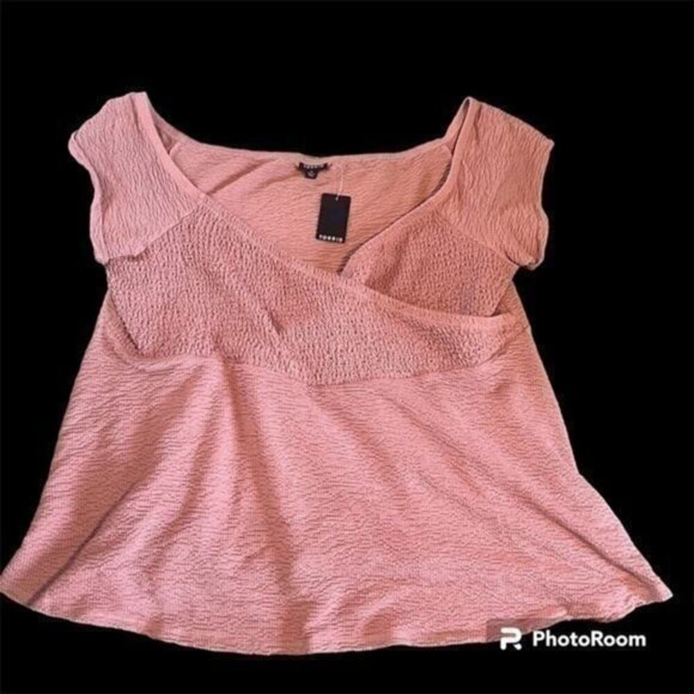 New Mauve Torrid vneck peplum blouse stretchy shirt